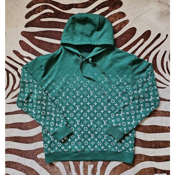 Louis Vuitton Green & White Monogram Gradient Hoodie Sz L - Picture 1 of 7